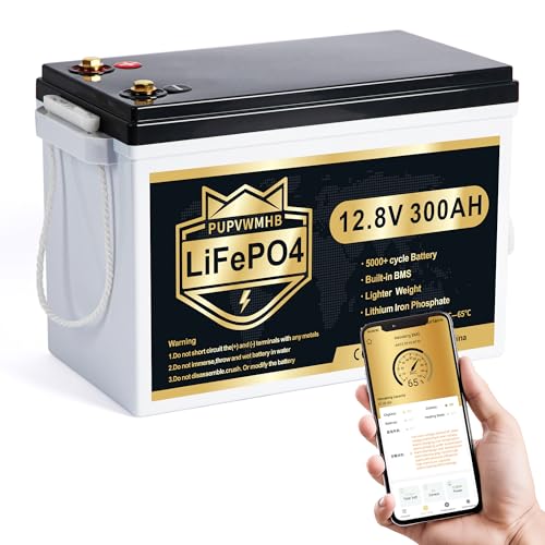 PUPVWMHB 12V 300Ah LiFePO4 Lithium Battery